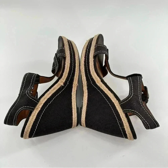 Franco Sarto womens sandals size 6 black canvas platform wedge Espadrilles - Picture 7 of 13